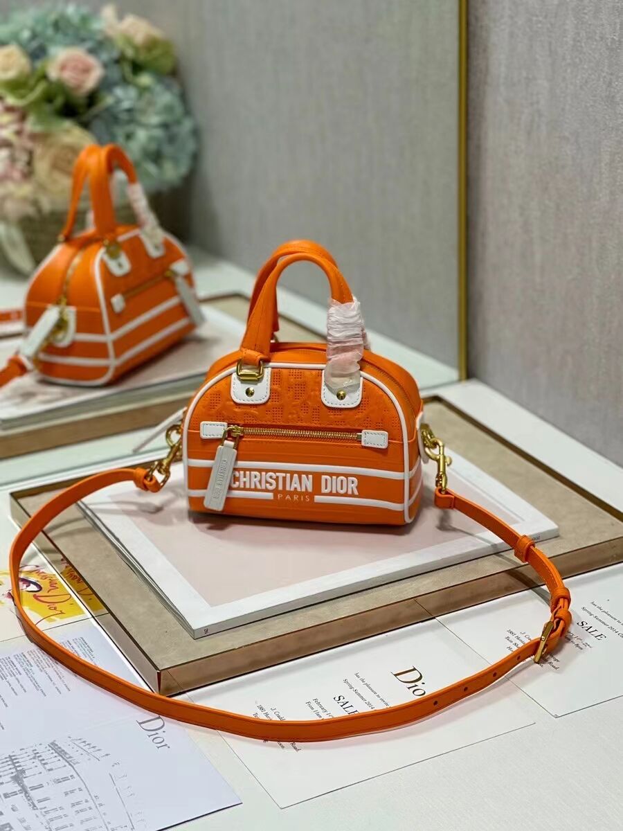 DIOR small Embossing leather tote Bag C9201 orange