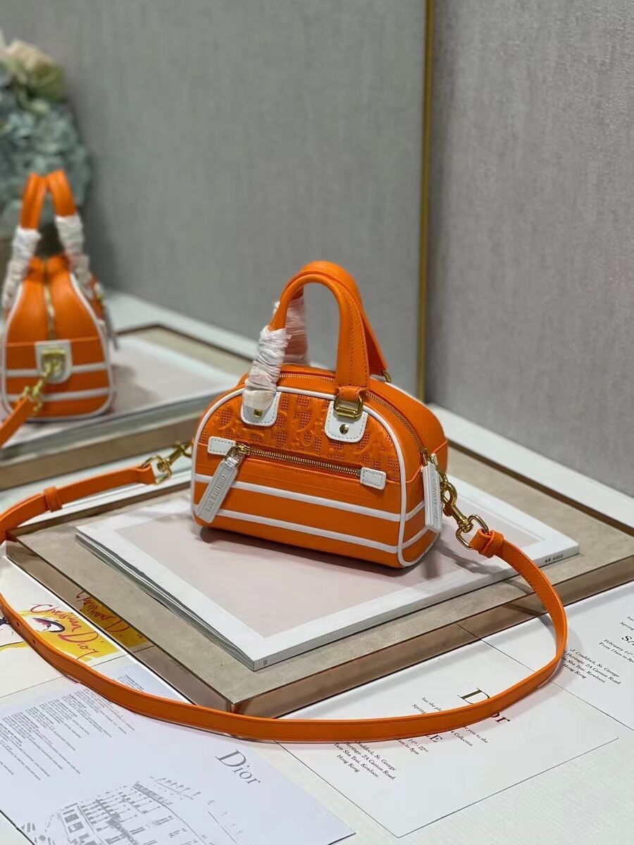 DIOR small Embossing leather tote Bag C9201 orange