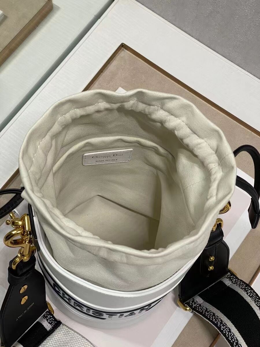 Dior Bubble Maple Leaf Calfskin Bucket Bag C9300 white