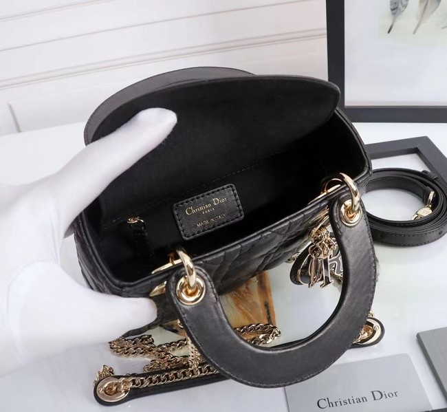 MINI LADY DIOR BAG Lambskin M0566OE black&gold