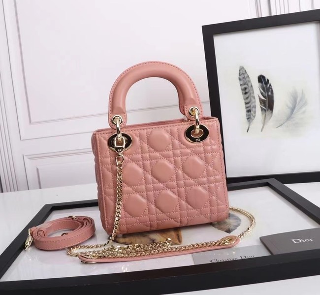 MINI LADY DIOR BAG Lambskin M0566OE pink&gold