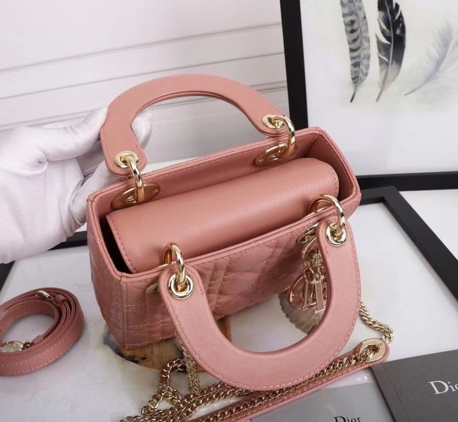 MINI LADY DIOR BAG Lambskin M0566OE pink&gold