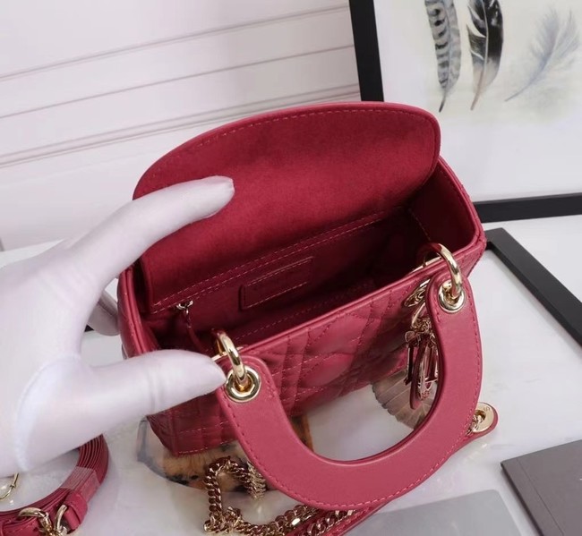 MINI LADY DIOR BAG Lambskin M0566OE red