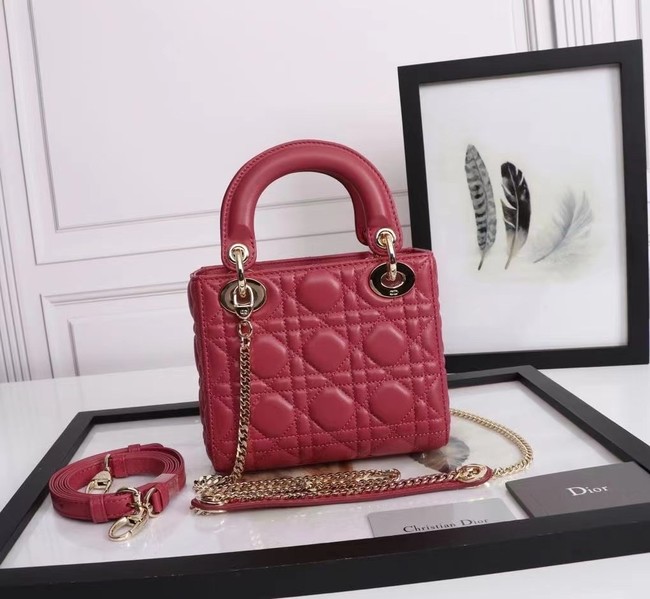 MINI LADY DIOR BAG Lambskin M0566OE red