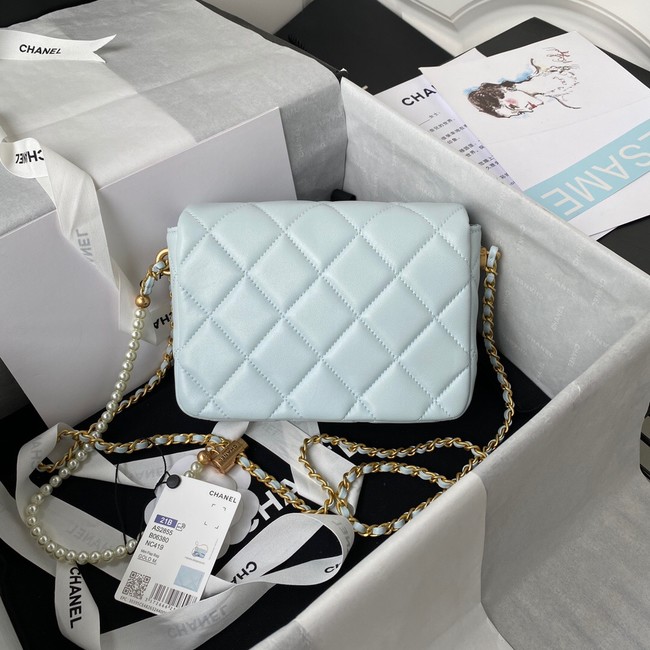 Chanel Lambskin Flap Shoulder Bag Original leather AS2855 light blue