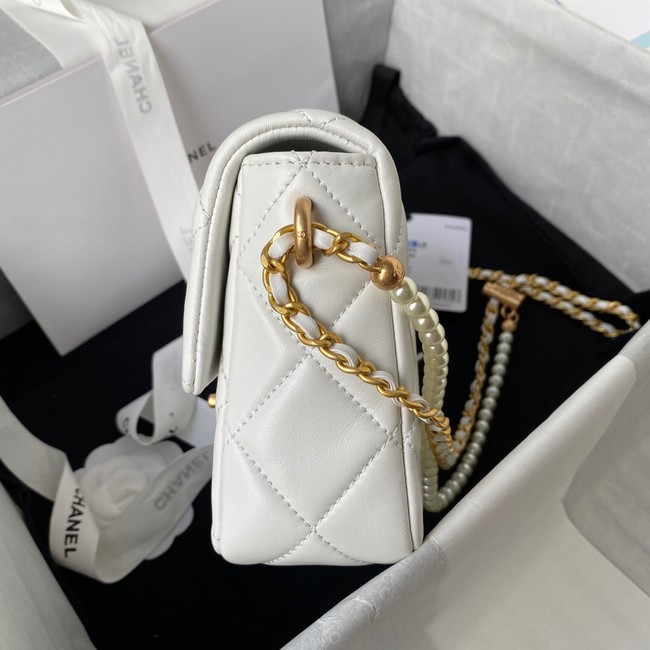 Chanel Lambskin Flap Shoulder Bag Original leather AS2855 white