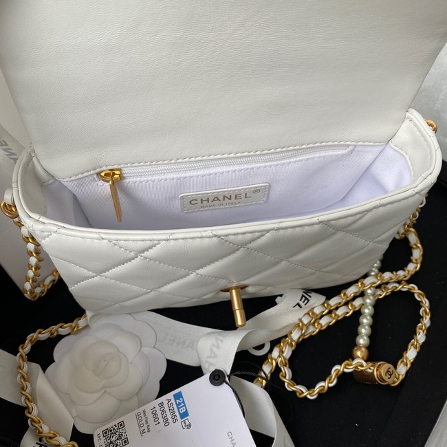 Chanel Lambskin Flap Shoulder Bag Original leather AS2855 white