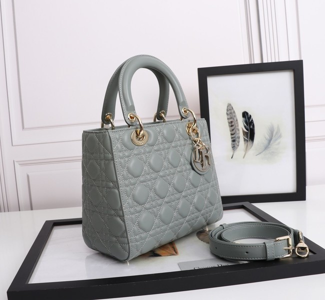 MEDIUM LADY DIOR BAG Cannage Lambskin M0565E gray