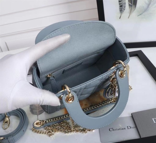 MINI LADY DIOR BAG Lambskin M0566OE light blue