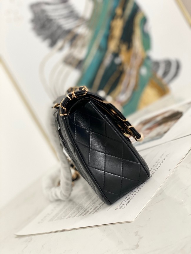 chanel classic handbag Lambskin& gold Metal AS1112 black