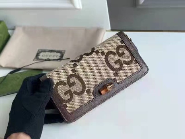 Gucci Diana jumbo GG zip around wallet 658634 BROWN