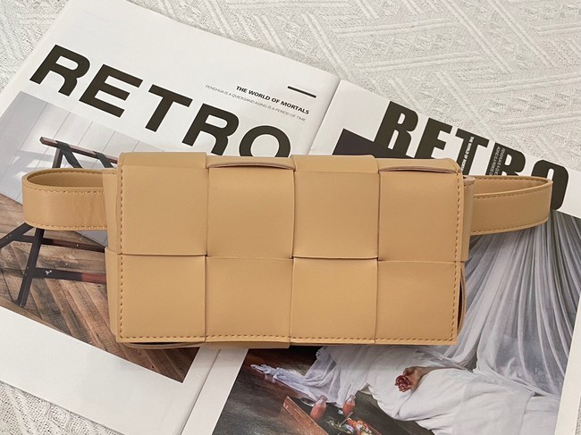 Bottega Veneta CASSETTE Mini intreccio leather belt bag 651053 brown