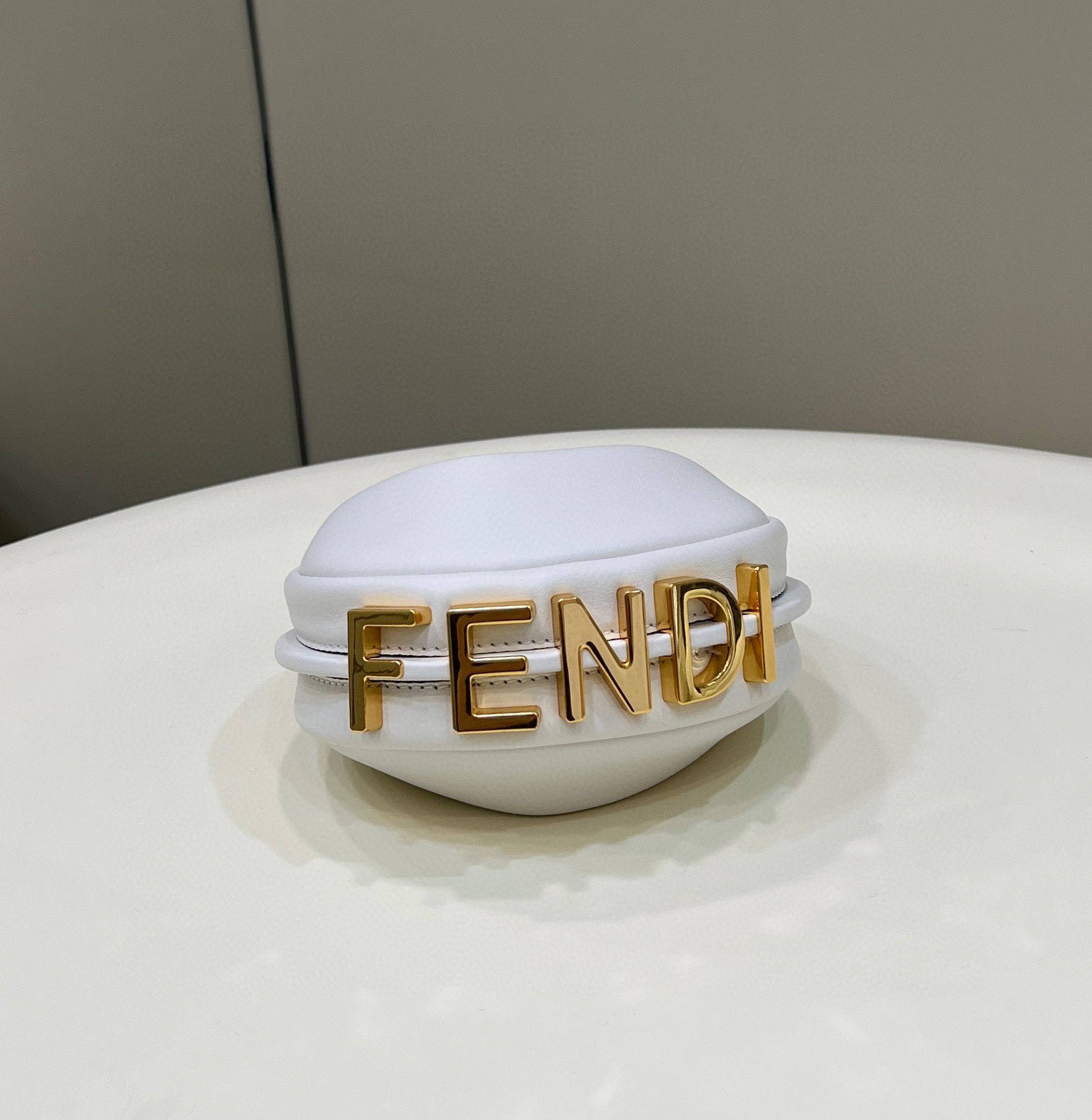 Fendi Praphy Original Leather Big FENDI Logo Mini Bag 80056S White