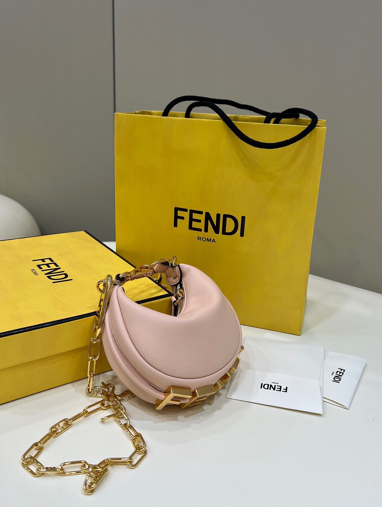 Fendi Praphy Original Leather Big Logo Bag 80056M 80056S Pink