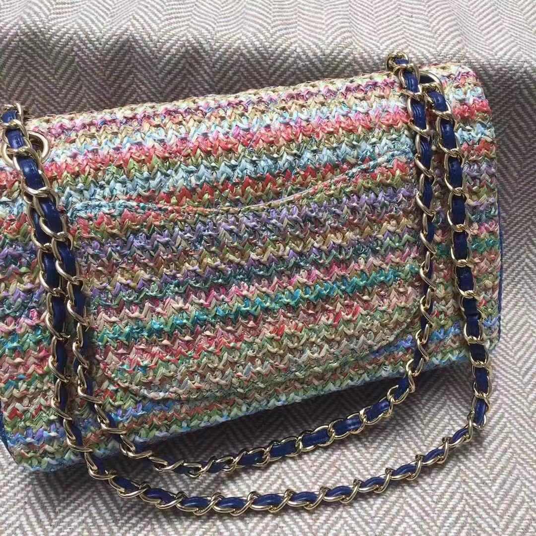 CHANEL Tweed Braided Calfskin & Gold-Tone Metal 1112 Multicolor&Blue