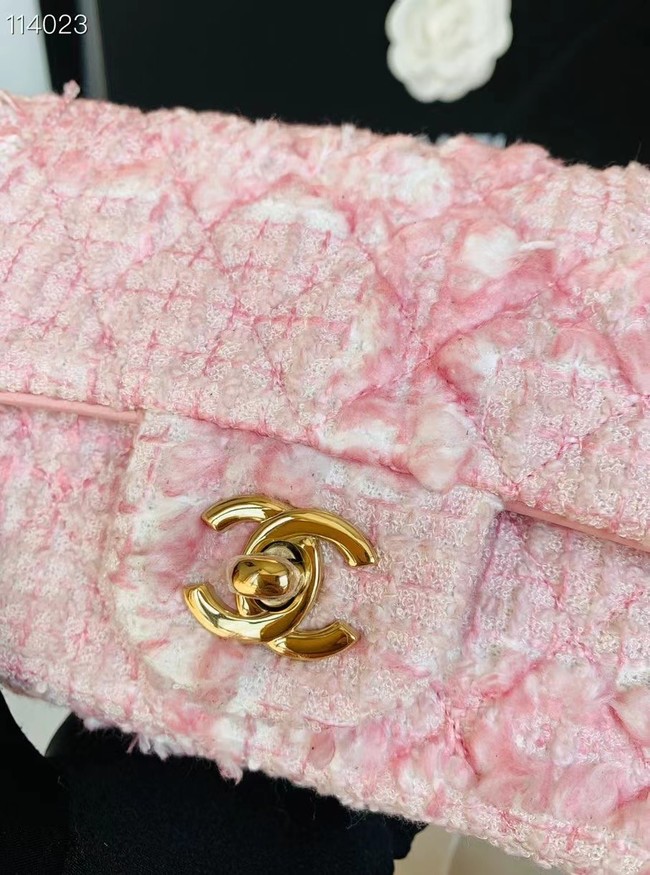 CHANEL Tweed Braided Calfskin & Gold-Tone Metal 1116 pink