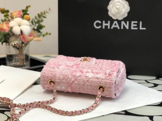 CHANEL Tweed Braided Calfskin & Gold-Tone Metal 1116 pink