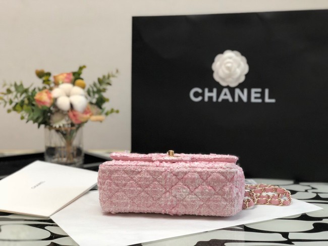 CHANEL Tweed Braided Calfskin & Gold-Tone Metal 1116 pink