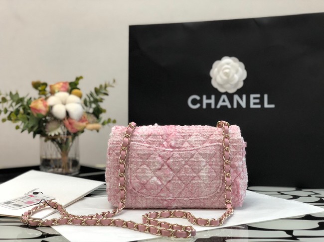 CHANEL Tweed Braided Calfskin & Gold-Tone Metal 1116 pink