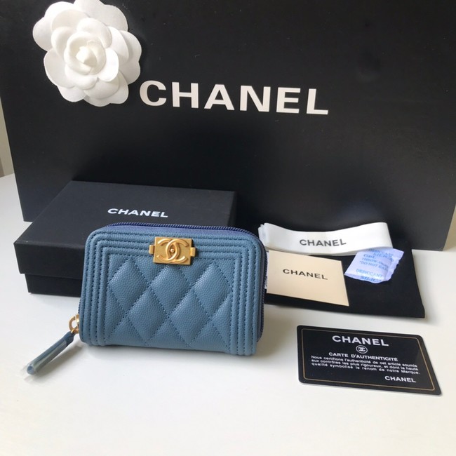 BOY CHANEL Coin Purse A80602 blue