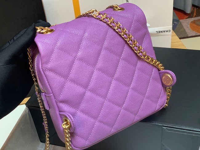 Chanel Grained Calfskin Backpack Original Leather AS3108  Lavender