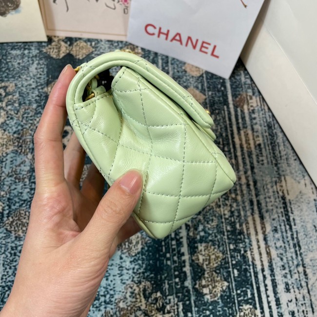 Chanel Flap Lambskin Shoulder Bag 1115 light green