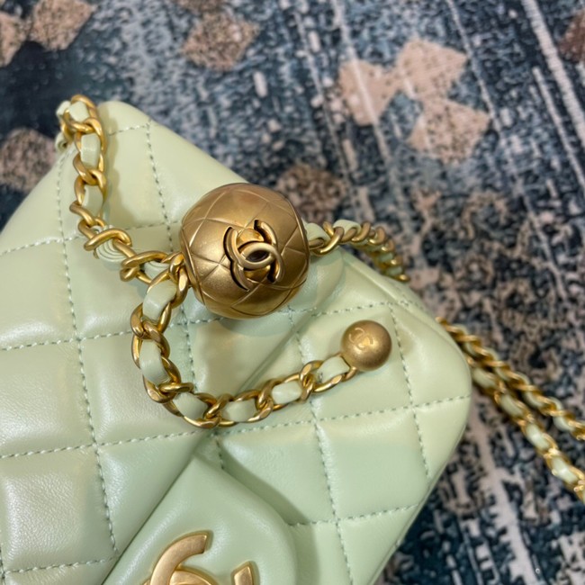 Chanel Flap Lambskin Shoulder Bag 1115 light green