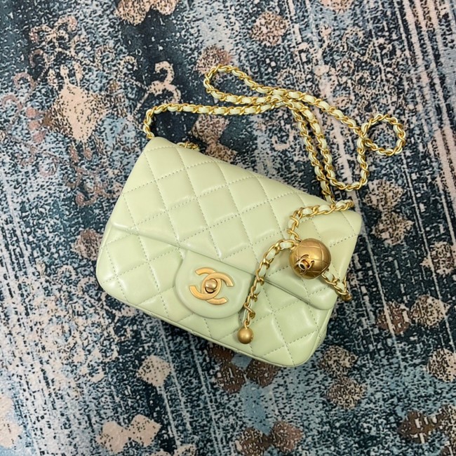 Chanel Flap Lambskin Shoulder Bag 1115 light green