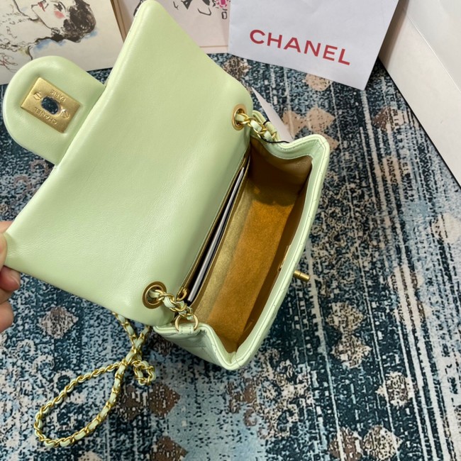 Chanel Flap Lambskin Shoulder Bag 1115 light green