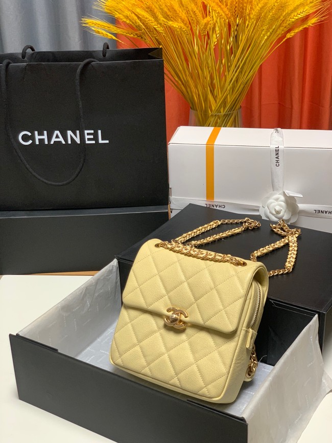 Chanel Grained Calfskin Backpack Original Leather AS3108 yellow