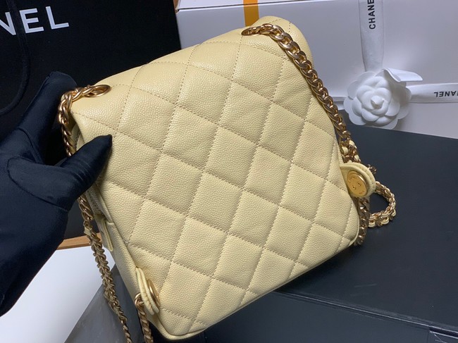 Chanel Grained Calfskin Backpack Original Leather AS3108 yellow