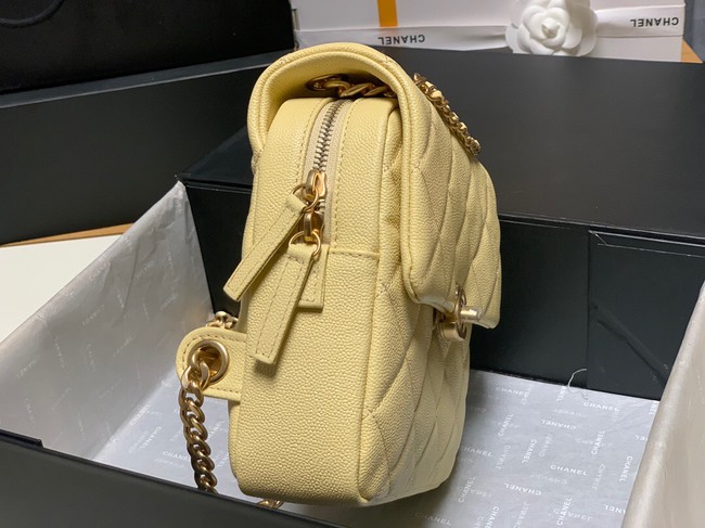 Chanel Grained Calfskin Backpack Original Leather AS3108 yellow