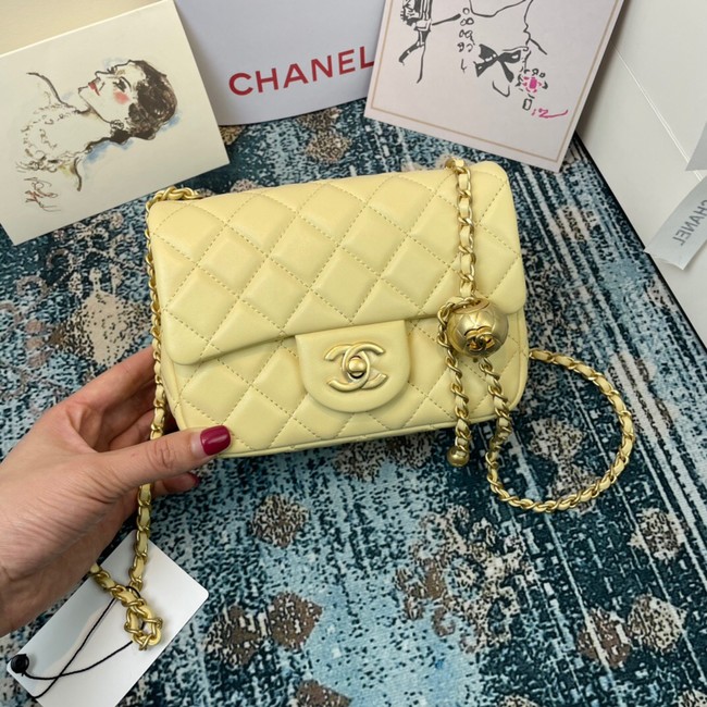 Chanel MINI Flap Bag Original Sheepskin Leather 1115 light yellow