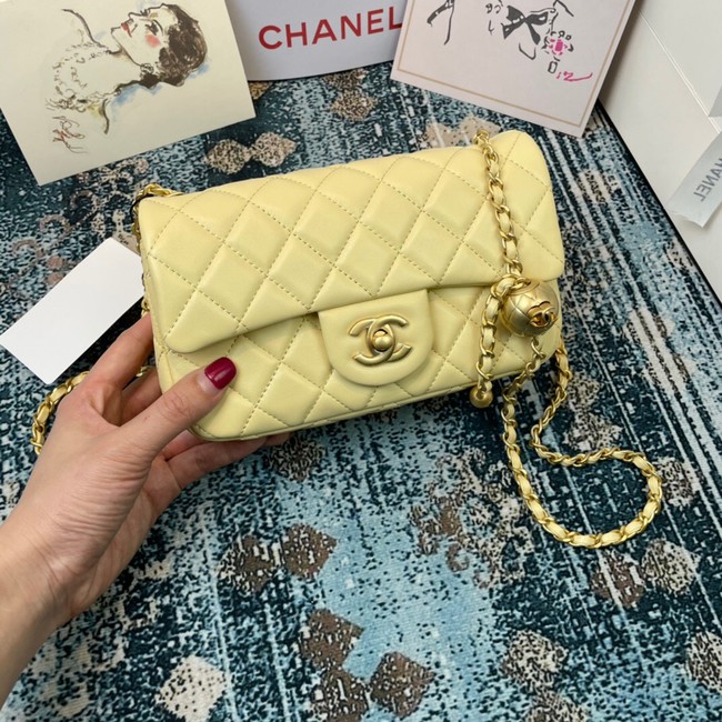 Chanel MINI Flap Bag Original Sheepskin Leather 1116 light yellow