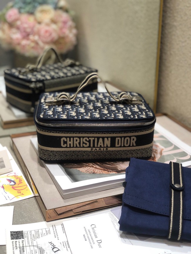 DIOR DIORTRAVEL VANITY CASE Dior Oblique Embroidery S5481VR dark blue