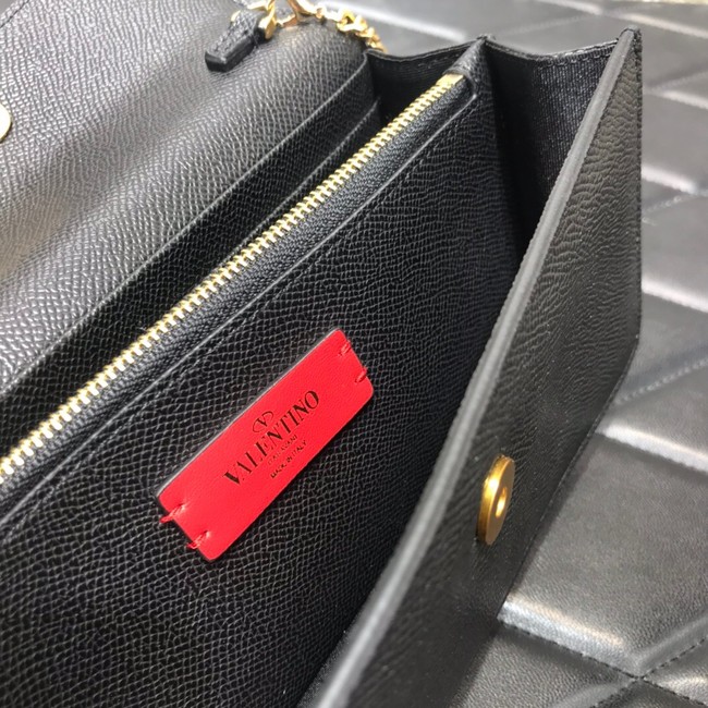 VALENTINO GARAVANI Stud Sign Grained Calfskin Shoulder Bag 0093 black