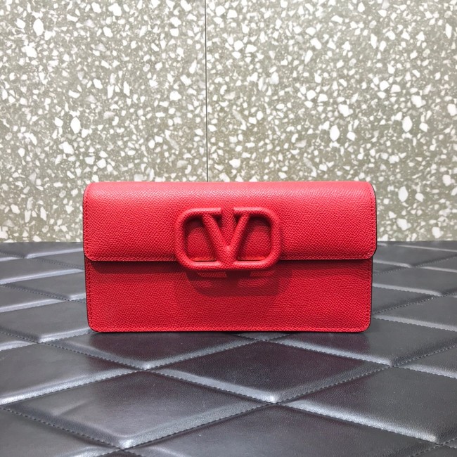 VALENTINO GARAVANI Stud Sign Grained Calfskin Shoulder Bag 0093 red