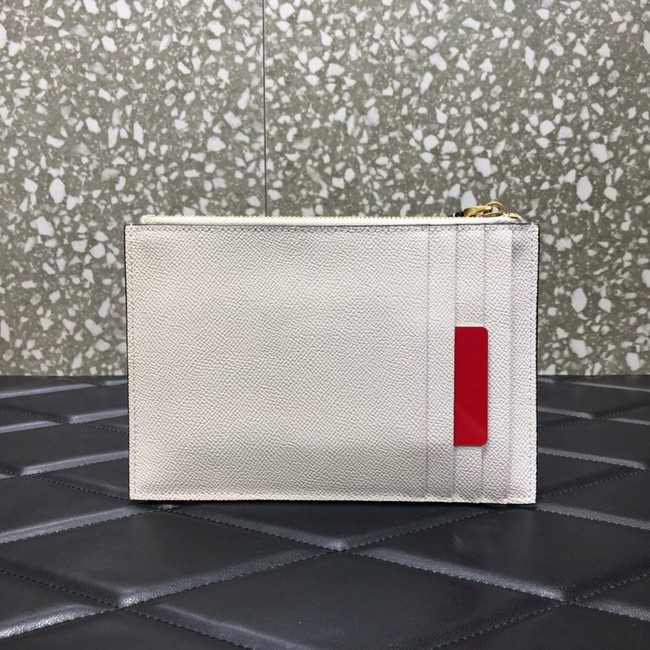 VALENTINO GARAVANI Stud Sign Grained Calfskin clutch bag 0620 white