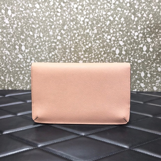 VALENTINO GARAVANI Stud Sign Grained Calfskin clutch bag 0650 pink