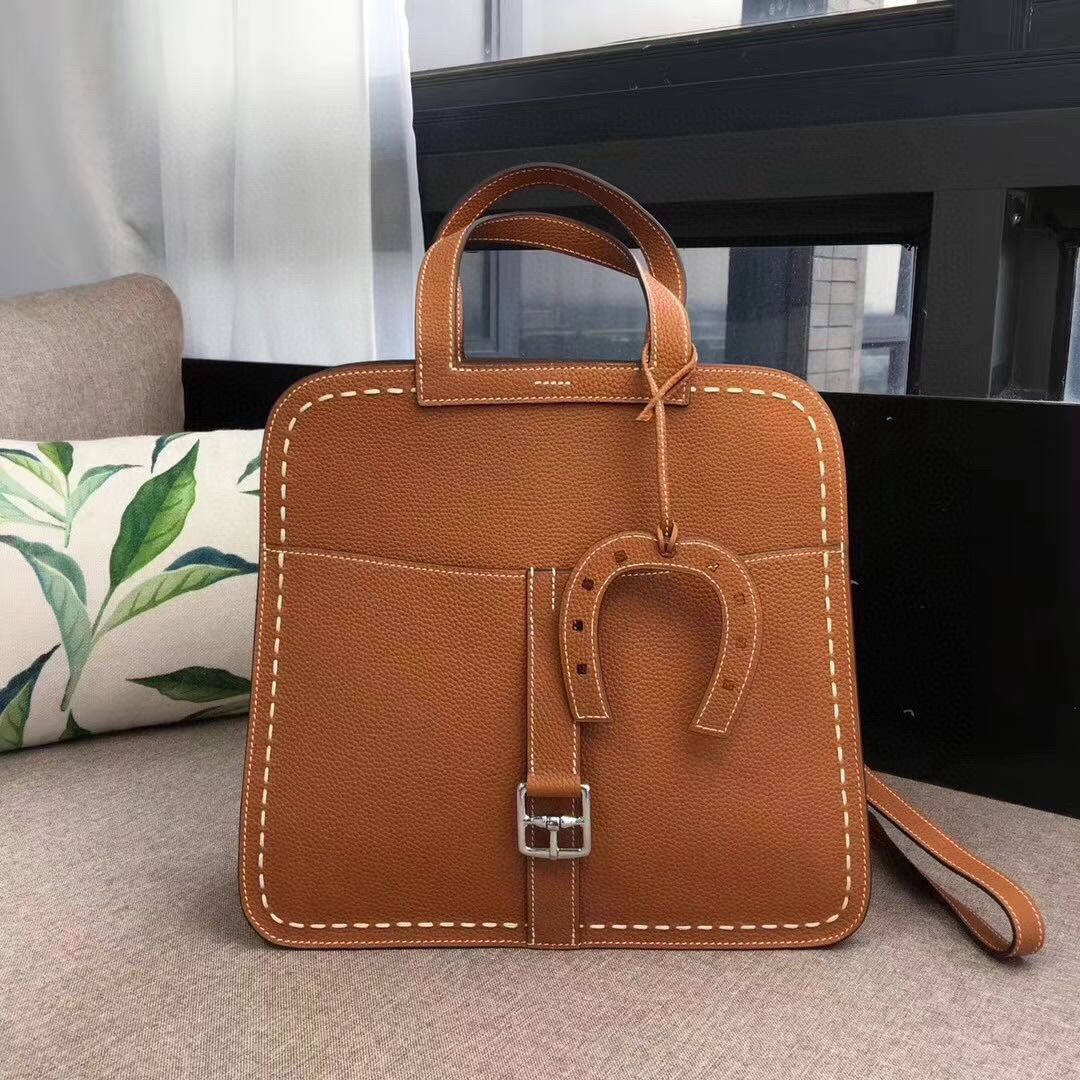 Hermes Halzan Togo Original Leather H3908 Brown