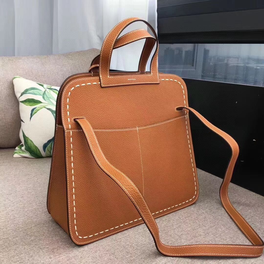 Hermes Halzan Togo Original Leather H3908 Brown