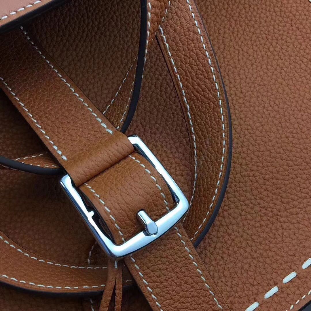 Hermes Halzan Togo Original Leather H3908 Brown