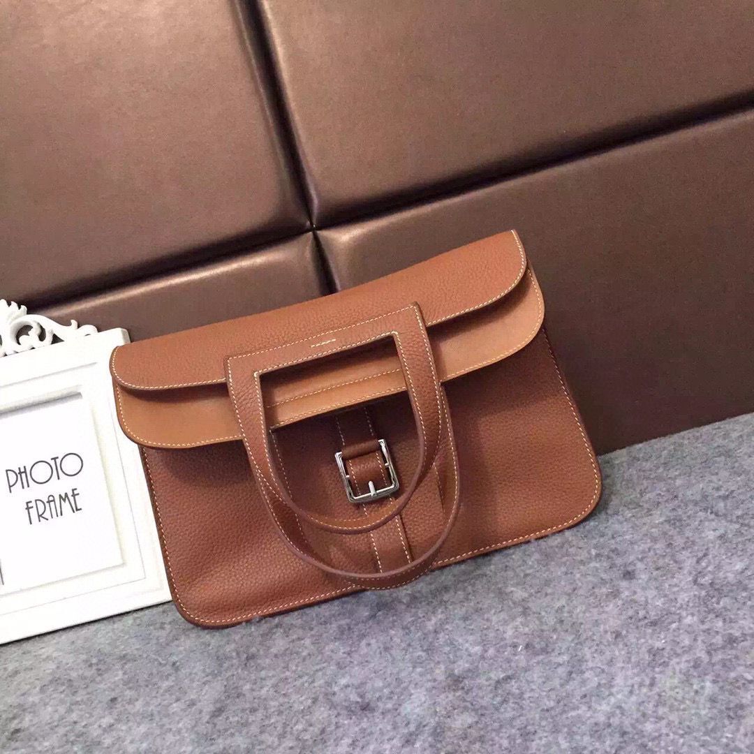 Hermes Halzan Togo Original Leather H3909 Brown