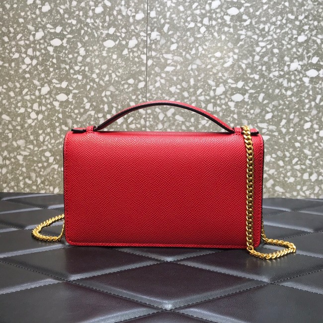 VALENTINO GARAVANI Stud Sign Grained Calfskin Shoulder Bag 0680 red