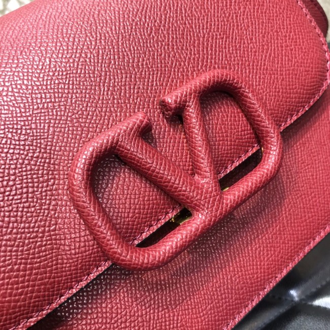VALENTINO GARAVANI Stud Sign Grained Calfskin Shoulder Bag 0808 Burgundy