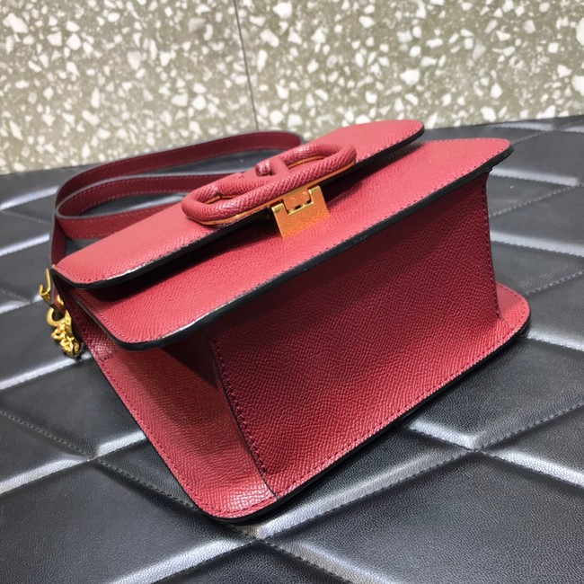 VALENTINO GARAVANI Stud Sign Grained Calfskin Shoulder Bag 0808 Burgundy