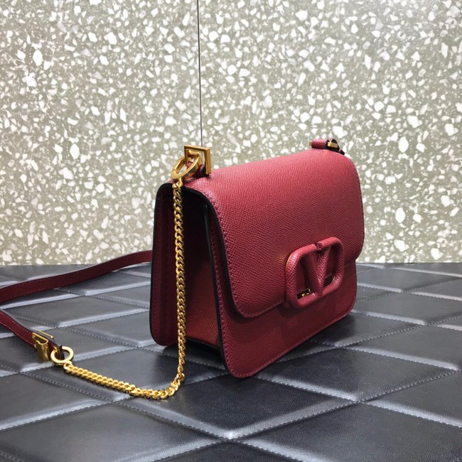 VALENTINO GARAVANI Stud Sign Grained Calfskin Shoulder Bag 0808 Burgundy