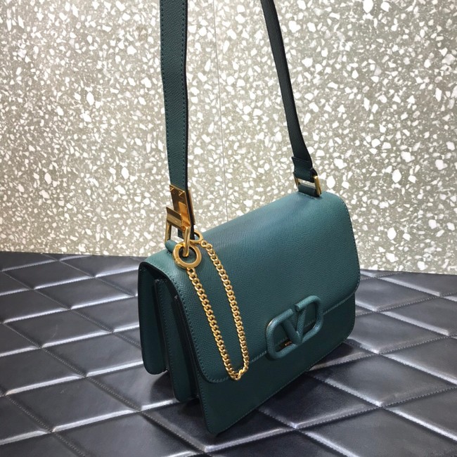 VALENTINO GARAVANI Stud Sign Grained Calfskin Shoulder Bag 0808 blackish green