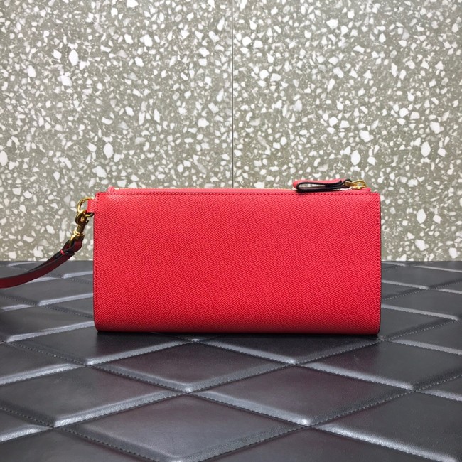 VALENTINO GARAVANI Stud Sign Grained Calfskin clutch bag 0600 red