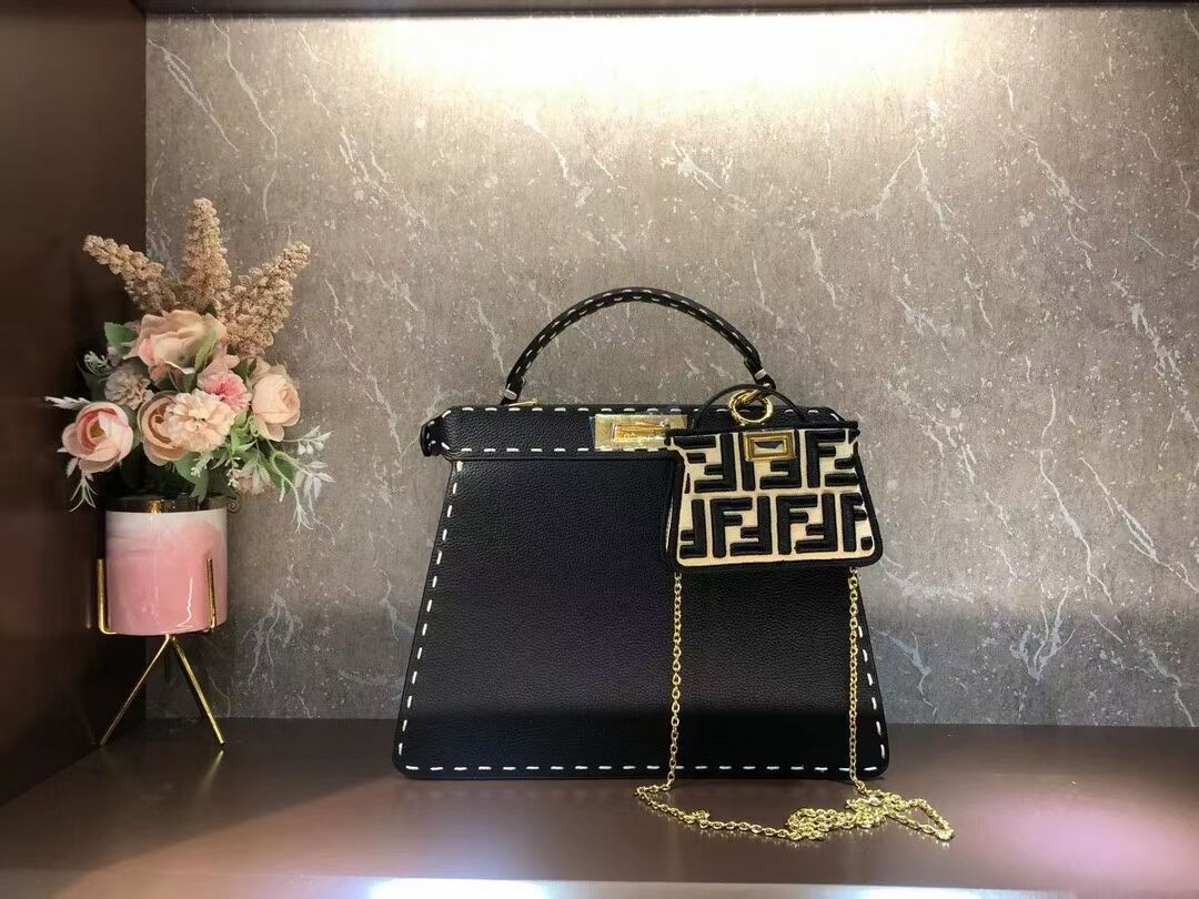 Fendi Peekaboo ISeeU MEDIUM leather bag F8637 black